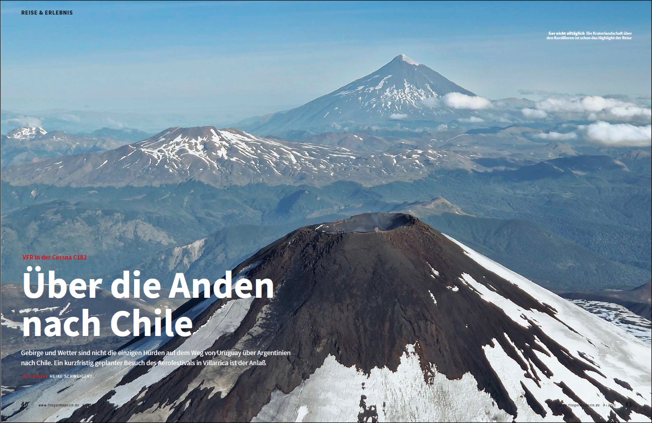 Fliegermagazin September 2025 Über die Anden nach Chile